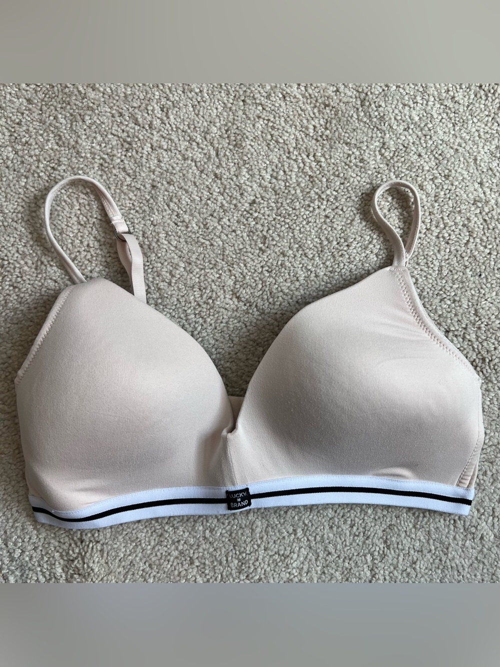 Lucky Brand Nude Wireless T-Shirt Bra with Contrast Band, 36C